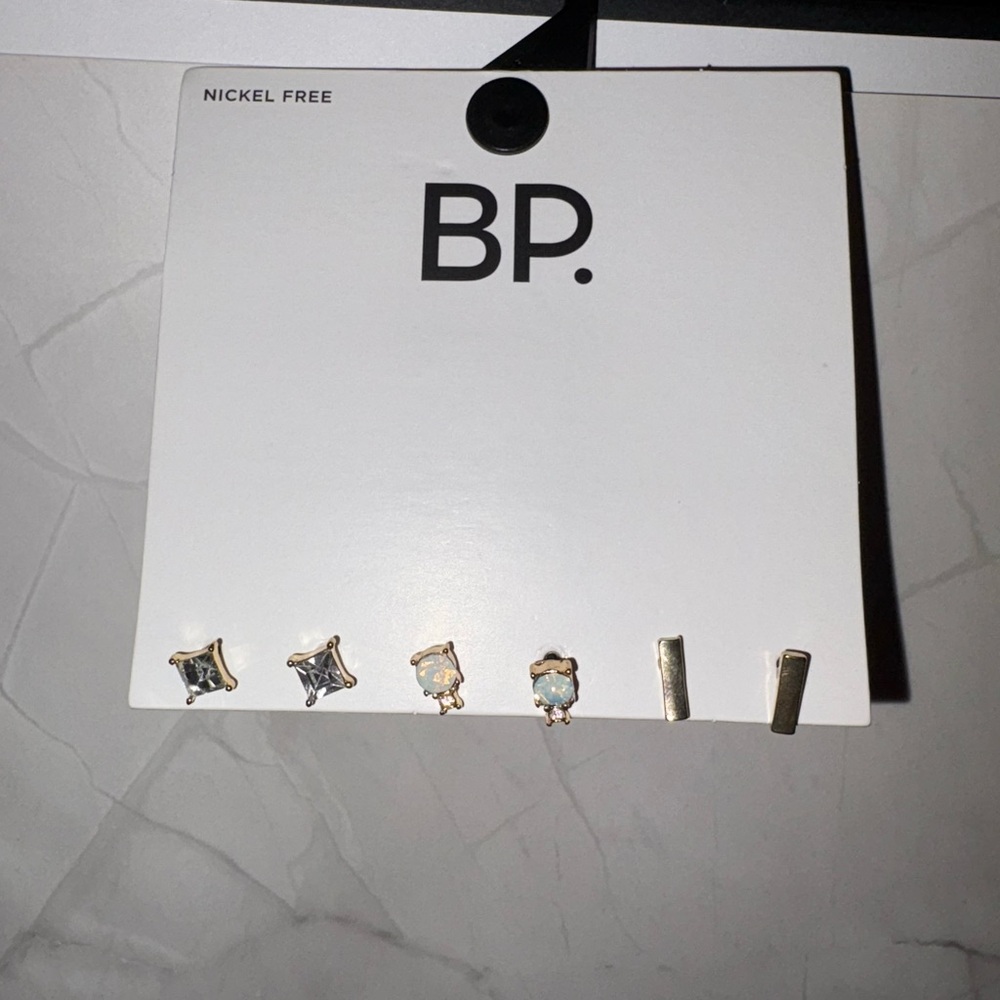 BP 3 Piece Gold Tone Stud Earrings
